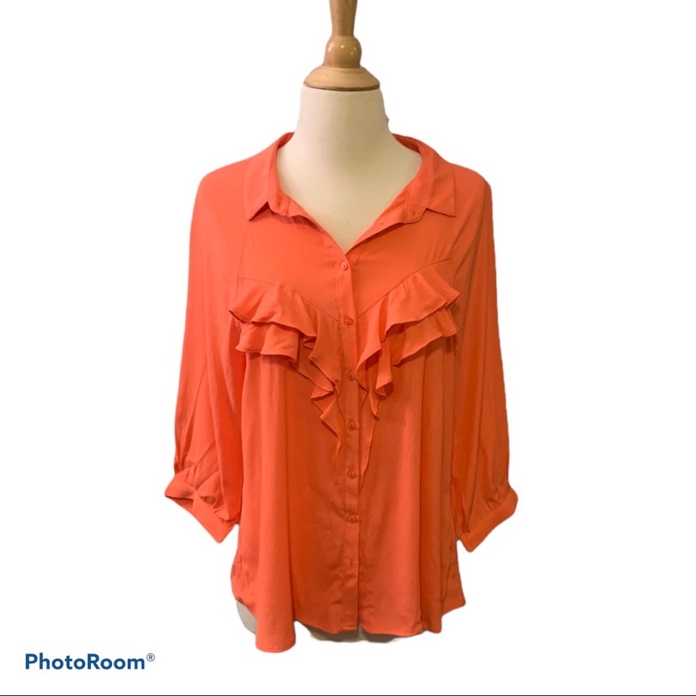 Lie Orange Blouse with Sheer Lace Back, 10